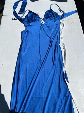 Lucy in the Sky Royal Blue Satin Maxi Dress
